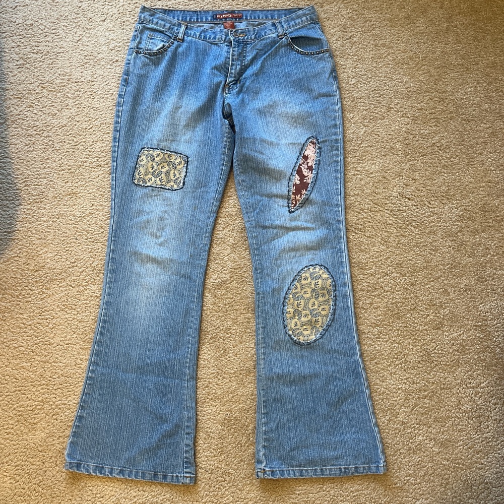 Patchwork flare jeans